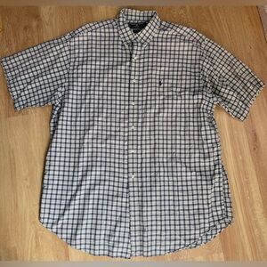 Ralph Lauren Sport button down short sleeve shirt men’s XXL cream blue plaid